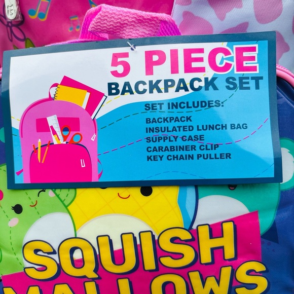 Squishmallows 5-Piece Backpack Set - Pink and Blue - Picture 4 of 8